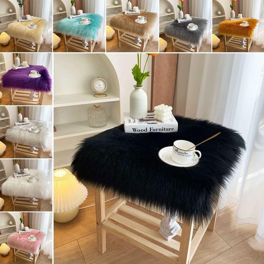 45*45cm Display Dressing Table Mat Fluffy Shaggy Fur Rugs Sofa Pillow Cushion Seat Cushion Pad