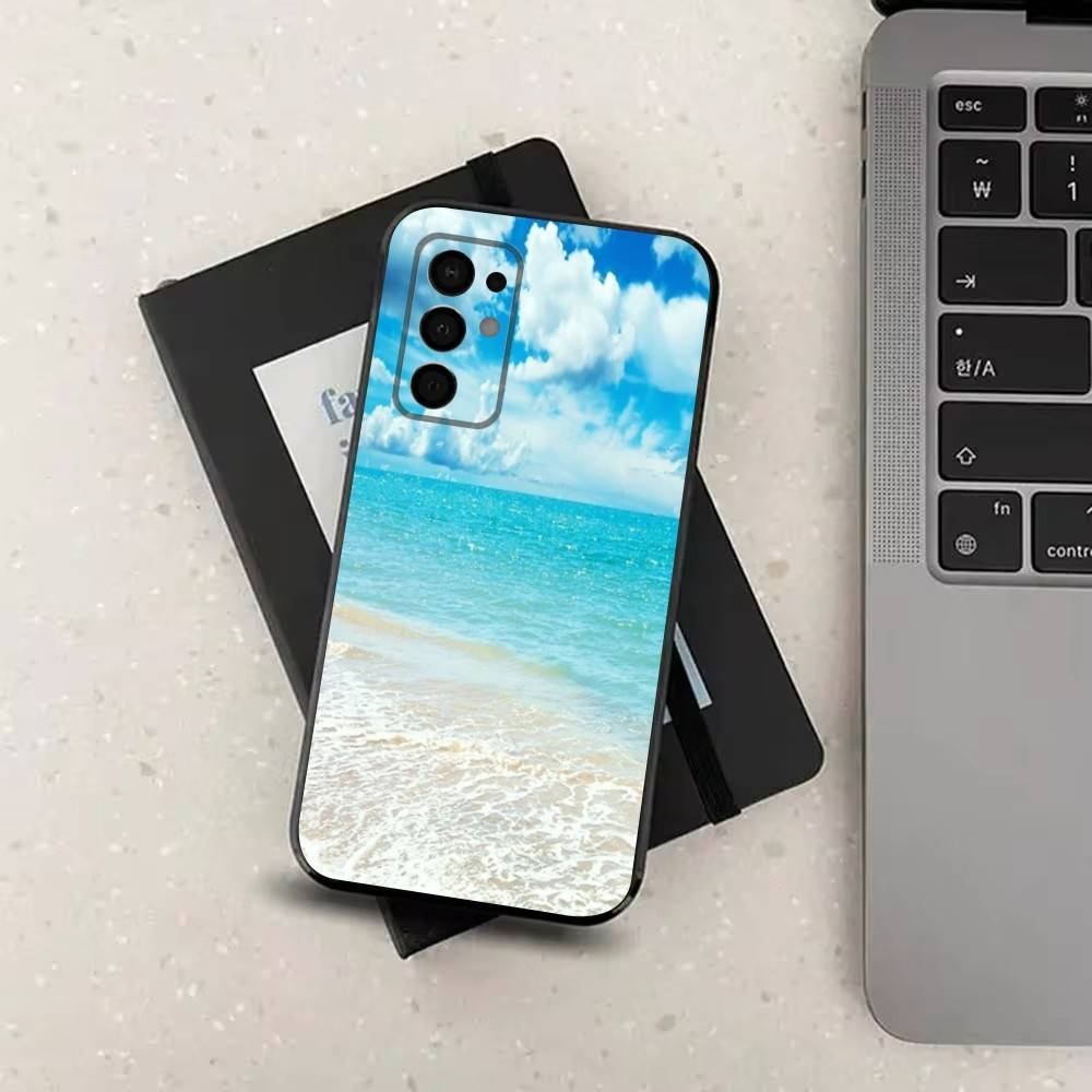 Пляжные пальмы для Samsung Galaxy A73,31,32,72,41,53,52,71,22,5G,Note,J7,8,9 Мягкий черный силиконовый чехол для телефона