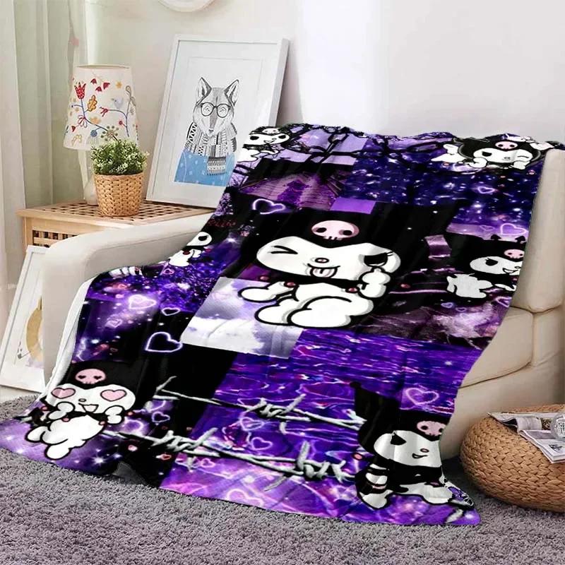Hellor Kitty Kuromi Printed Blanket Kids Adult Blanket Soft and Warm Bedding for Bed Sofa Outdoor Travel Cover Blanket