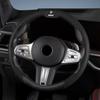 BBIH8 2026New Leather Fabric Car Steering Wheel Cover Valve Cap Accessories For BMW X1 X2 X3 X5 X4 X6 X7 iX3 F20 F10 F07 E70 E46 E90 E