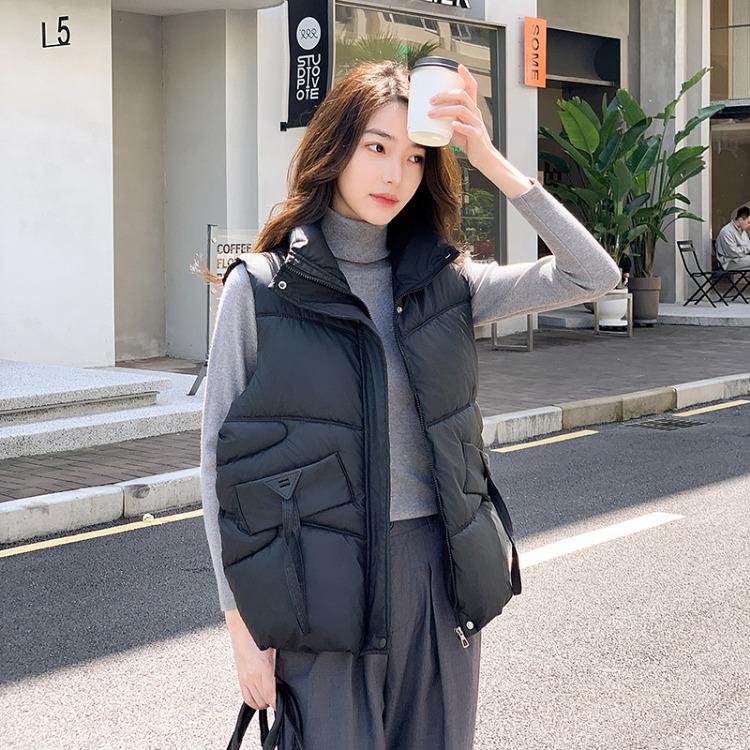 Fashionable and Warm Women's Stand Collar Cotton Warm Vest for Winter