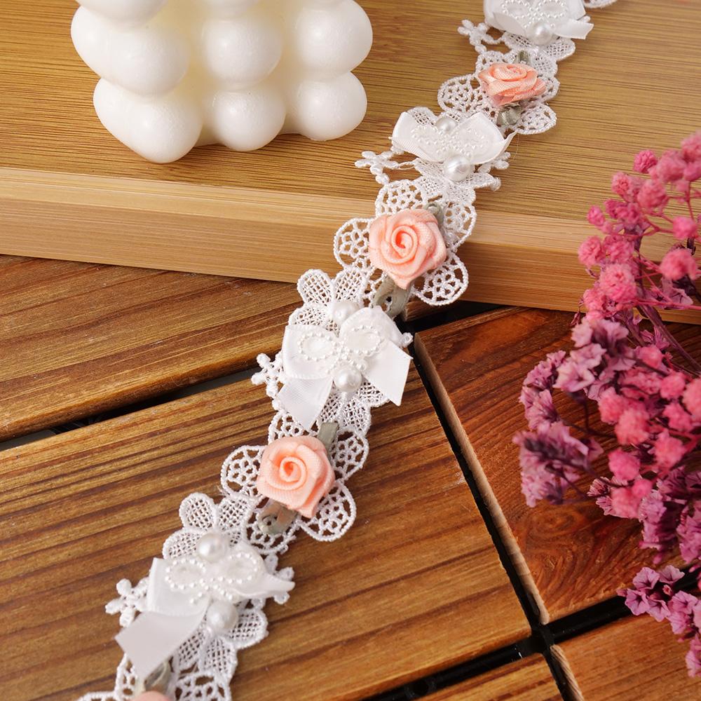 Flower Embroidered Lace Trim Ribbon For Crafts Wedding Dress Sewing Accessories Diy Material Needlework Decorative Fabric
