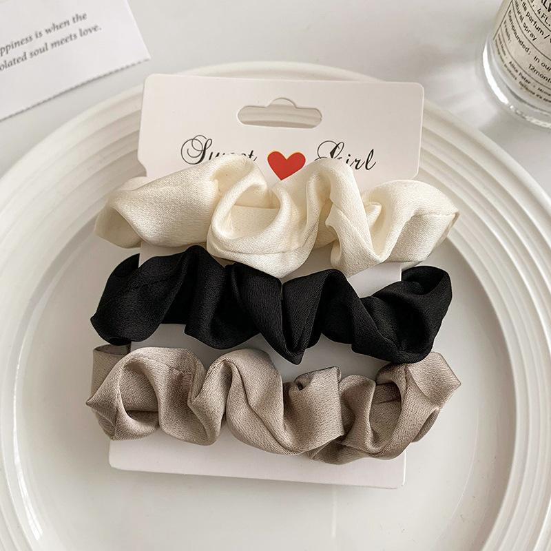 3/5Pcs Women's 6cm/2.36in Silky Satin Hair Scrunchies, Versatile High-End Elegant Retro French Minimalist Hair Ties
