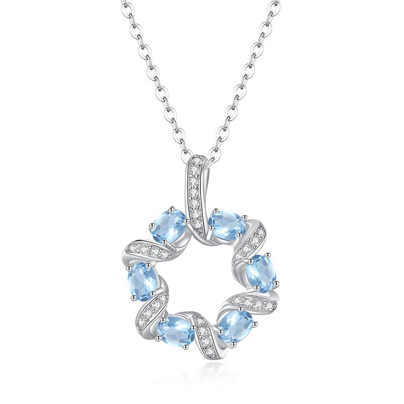 S925 Silver Non-fading Garland Clavicle Chain Natural Crystal Pendant Advanced Design Fashion Elegant Necklace For Women Fine Jewelry