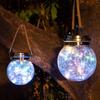 Crackle Glass Globe LED Jar Lights Garden Decor Outdoor Waterproof for Patio Yard Fence Post Deck Hanging Solar Lights