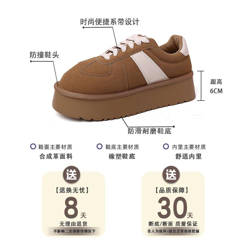 Ретро матовая кожа толстая подошва сочетание цветов шнуровка немецкие тренировочные туфли женские 2025 осень и зима новая модная спортивная обувь хлопок одинарный с