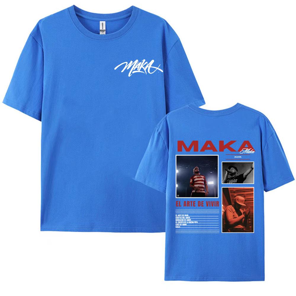 Футболки с двусторонней печатьюRapper Maka Aura Tour 2025 Винтажные Оверсайз для Унисекс Женщин Повседневные Горячая Распродажа 100% Хлопок