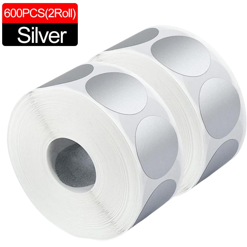 300/600Pcs Scratch Off Stickers Silver Round Shape Labels Sticker DIY Handmade For Game Scratch Sticker Labels Stationery