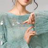 Atmosphere Wear Mint Green Top Women's Autumn Shell Sequin Design Hollow Knitted Sweater