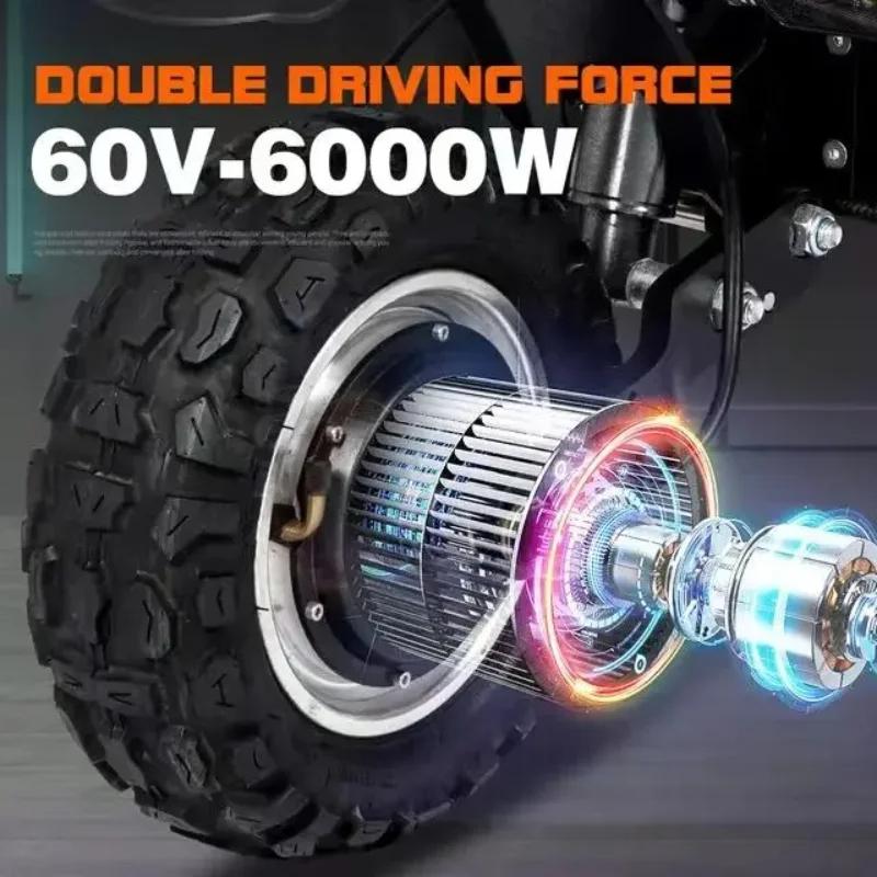 TOURSOR E5B Adult Electric Scooter 6000W Dual Motor 60V 40AH Off-road Tires Electric Scooter for City and Off-road Adventures