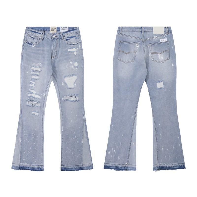 Mens High-waisted Flared Jeans Straight Leg Full Length Vintage Style Micro Stretch Casual