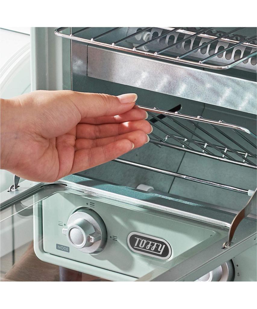 Тостер-духовка вертикальный тостер 2-х уровневый тостер новый тонкий ретро [Toffy] K-TS4 (Античный красный) К-ТС4-АР