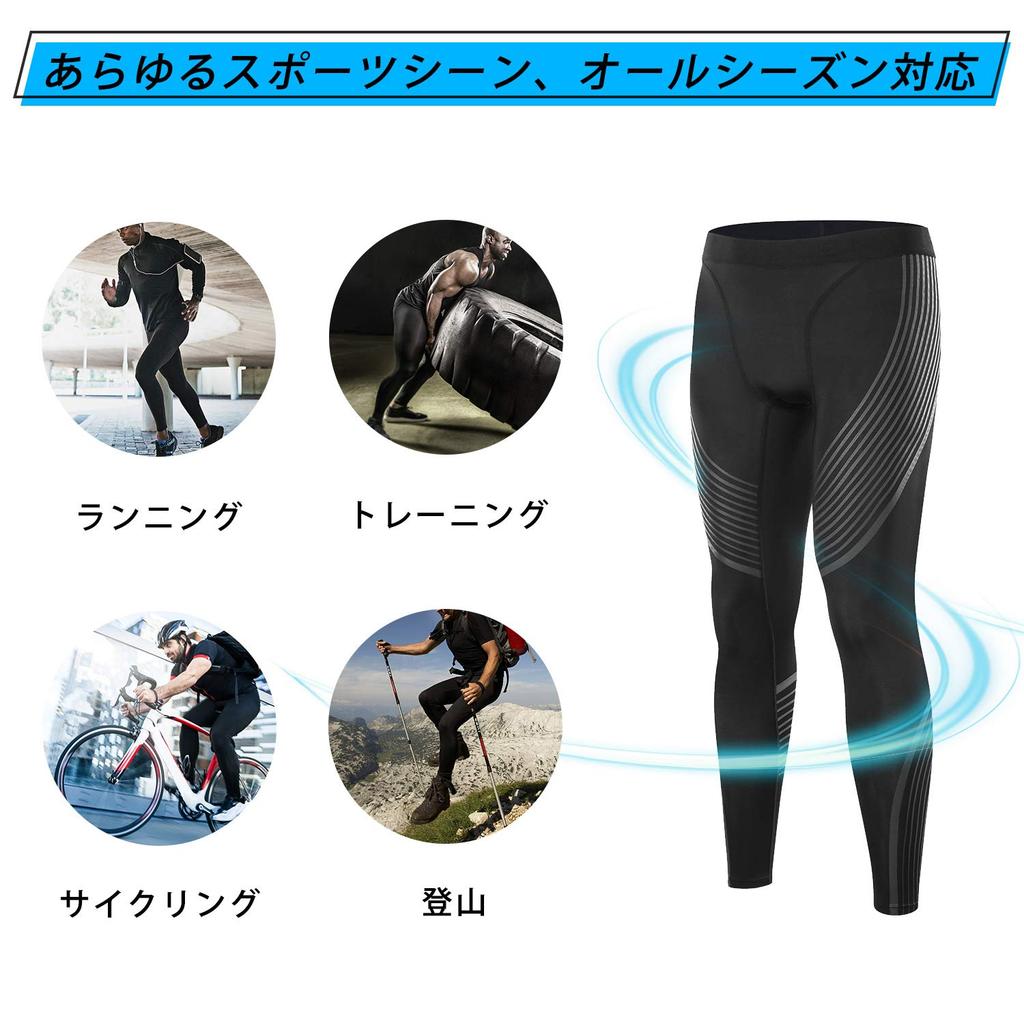 Компрессионные мужские тайтсы, леггинсы Nesseo Long Power Stretch UV и от холода, защита, влагоотводящие, быстросохнущие, защита, 3337-blk-gr-L