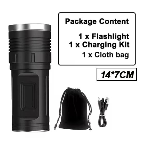 Портативный фонарик с дальним выстрелом 1500 м, встроенный аккумулятор 5000 мАч, фонарик с возможностью масштабирования, водонепроницаемый перезаряжаемый фонарь