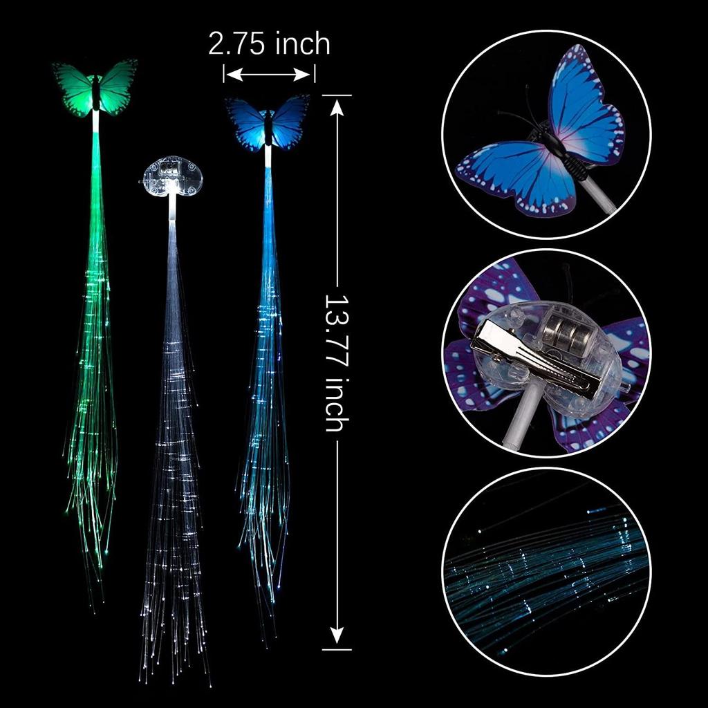 5PCS Flashing LED Light Up Toys LED Hair Lights Flashing Light Up Toys Barrettes for Party Bar Dancing Hairpin Light Up Hair
