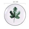Nordic Creative Round Green Plants Porcelain Dinner Plate 8 Inch Tableware Ceramic Dessert Steak Plate Dinnerware Cake Dish