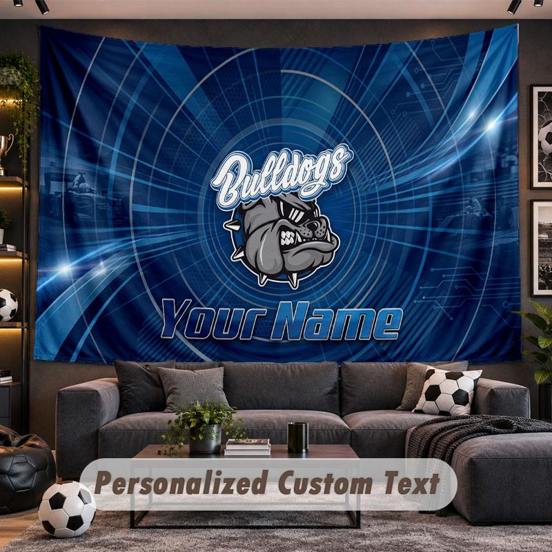 Wall Hanging Tapestry Custom NameCanterbury-Bankstown Bulldogs Pattern Personalized Printed Fabric Wall Decor