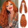 MERISIHAIR Ladies Fashion Long Curly Hair Wig with Bangs Synthetic Fiber Wavy Wig Black Brown Blonde Blue for Women Cosplay Daily Wear