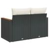Garden Sofa with Cushions 2 Seater Black Poly Rattan
