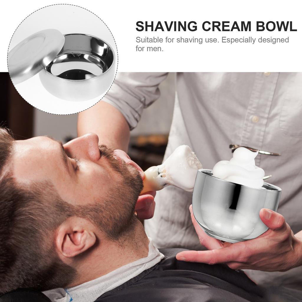 Practical Stainless Steel Men Shaving Bowl With Lid Soap Cup Smooth Shaving Mug Men Shave Lid Cream Foam Brush Lather Bowls