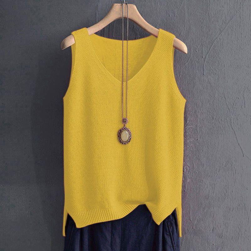 Spring V-neck Vest Female Student Knitted Sweater Waistcoat Vest Plus Size