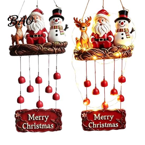Weather Resistant Garden Bells Christmas Santa Wind Chime, Festive Hanging Ornament, Claus Snowman Elk Holiday Yard Ornaments for Home Chime
