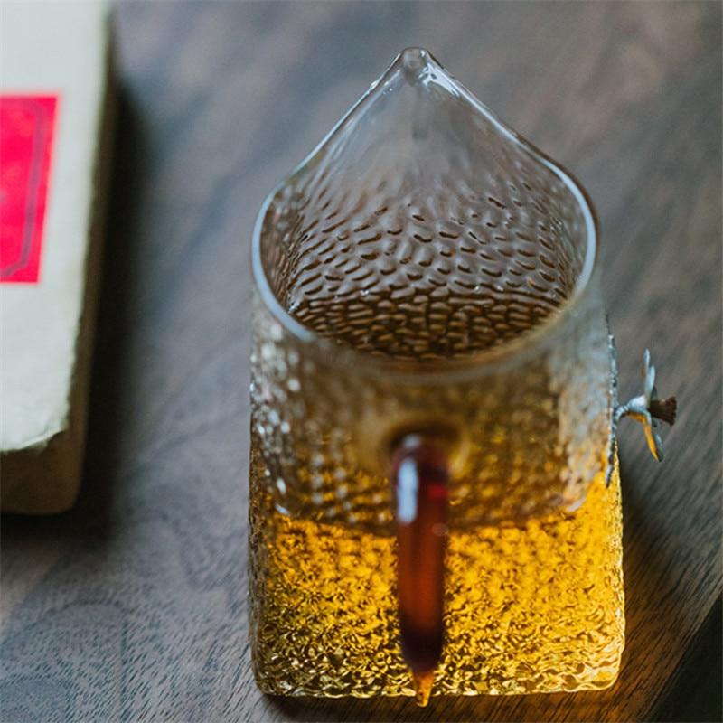 Термостойкий стеклянный чайник с ручкой и 3D чашка с цветком сливы, прозрачная посуда для напитков с узором молотка