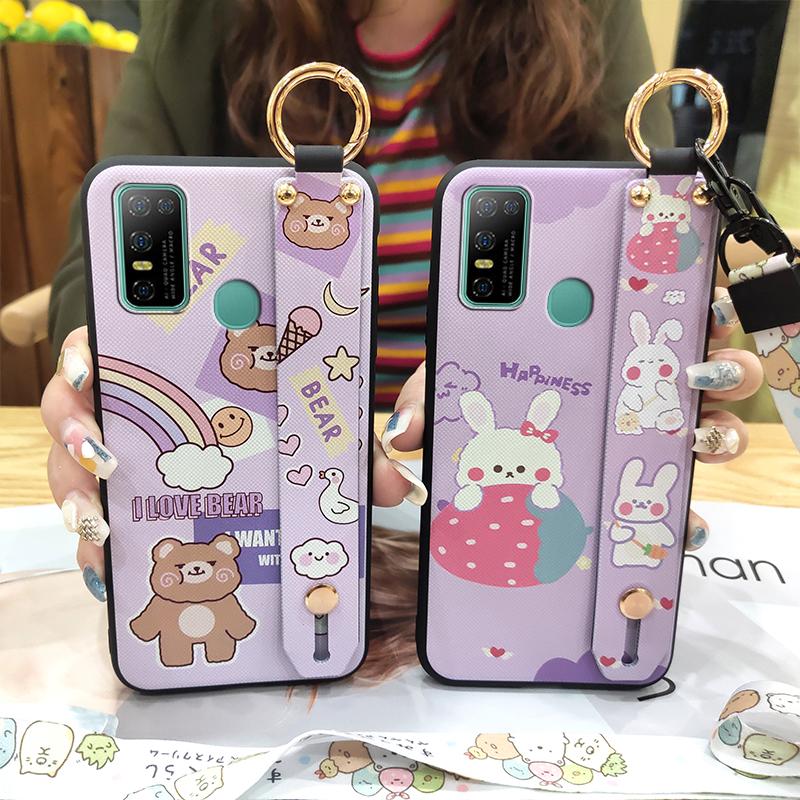 Anti-knock Lanyard Phone Case For Doogee N30 Cartoon Protective Fashion Design Soft Case Phone Holder Shockproof Ring