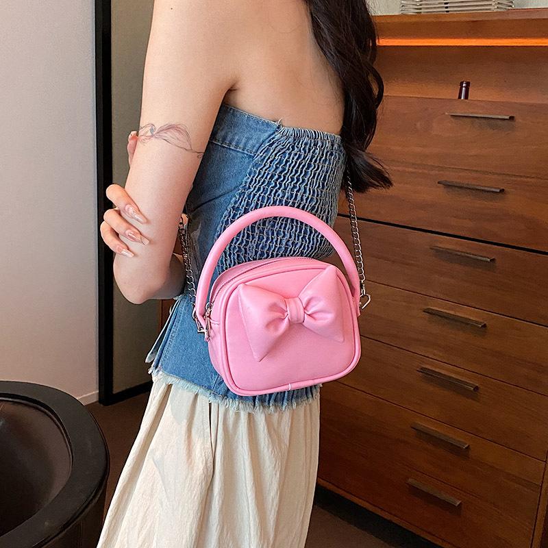 Шикарный дизайн, женские сумки с бантом, однотонные, подходящие по цвету, сумки через плечо, новые женские мини-сумки в квадратной упаковке