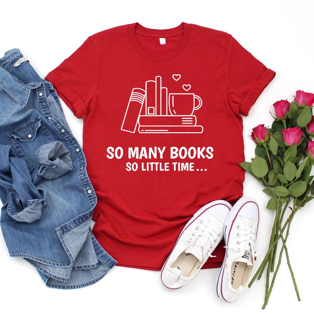 Many Books T-Shirt Book Lover T Shirt Librarian Shirt Reading Tshirt Bookworm Tee Women Graphic Casual Tshirt Summer Tops