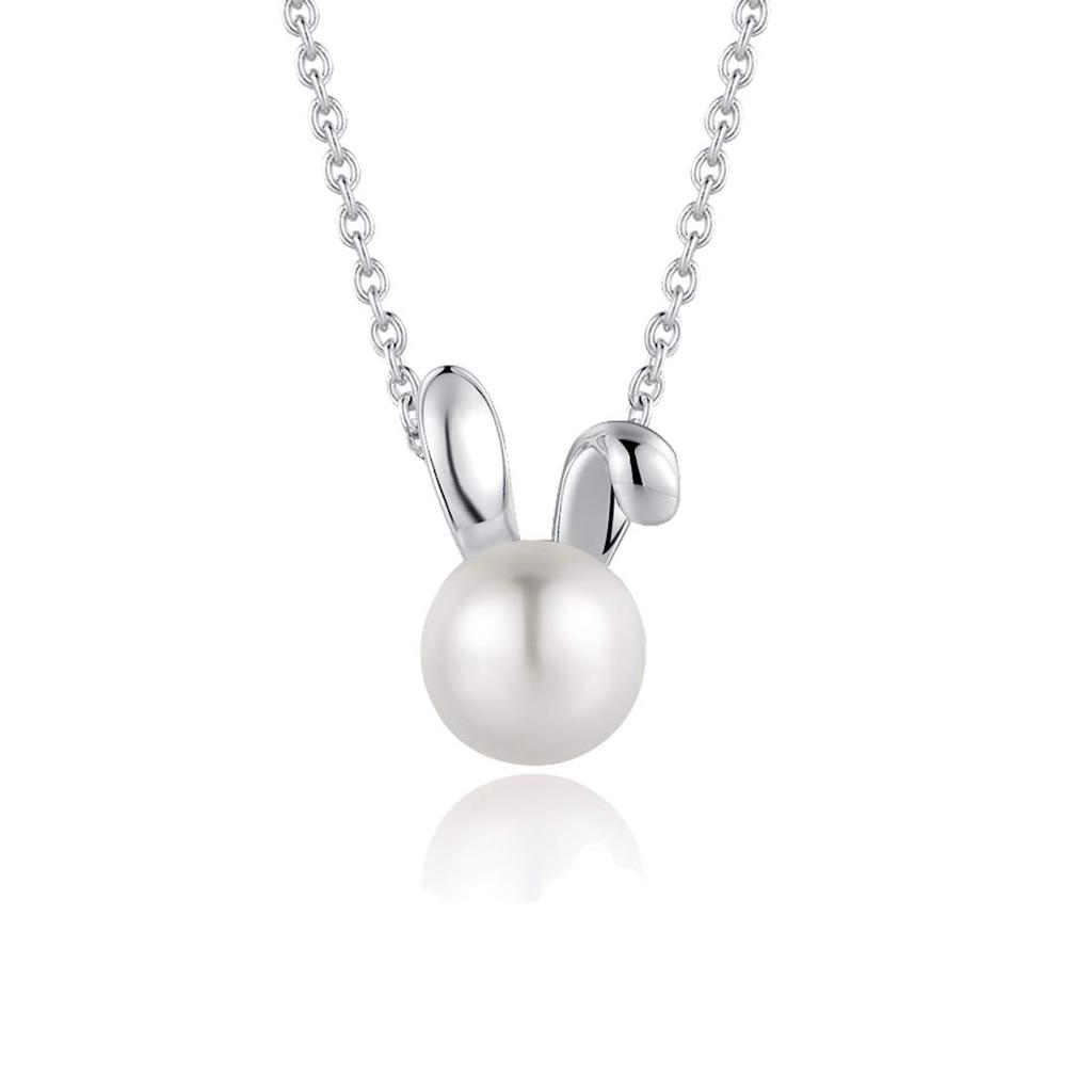 FANCIME K18 White Gold Akoya Pearl Rabbit June Birthstone Pearl Necklace Gift Wrapped Birthday Anniversary Day Christmas Present Gift Women's Mother's