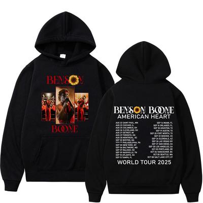 Толстовка Benson Boone American Heart Tour 2025 Винтажный Принт Мужская Женская Модная Свитшот с Длинным Рукавом Панк Хип-хоп Свободная Худи