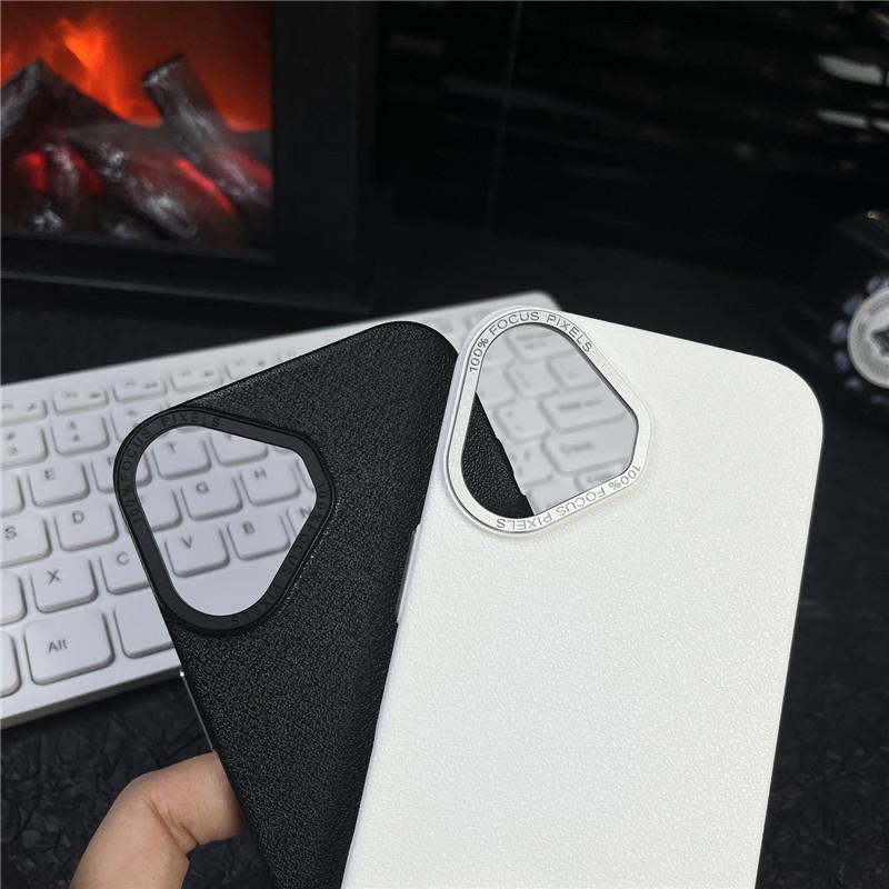 Для Apple iPhone 16 Plus Pro Max прочный металлический чехол с большой дыркой в рамке для объектива Litchi Grain PC, защитный чехол от отпечатков пальцев, задняя крышка-оболочка