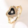 Кольца Huitan Black Heart Enamel с блестящим дизайном в виде солнца, новые кольца для женщин, свадебные вечеринки, женские аксессуары, ювелирные изделия