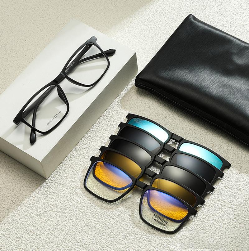 5pcs Glasses Clip TR90 Myopia Magnetic Suction Polarized Sunglasses Driving Night Vision Goggles Eyeglasses Accessory Gifts
