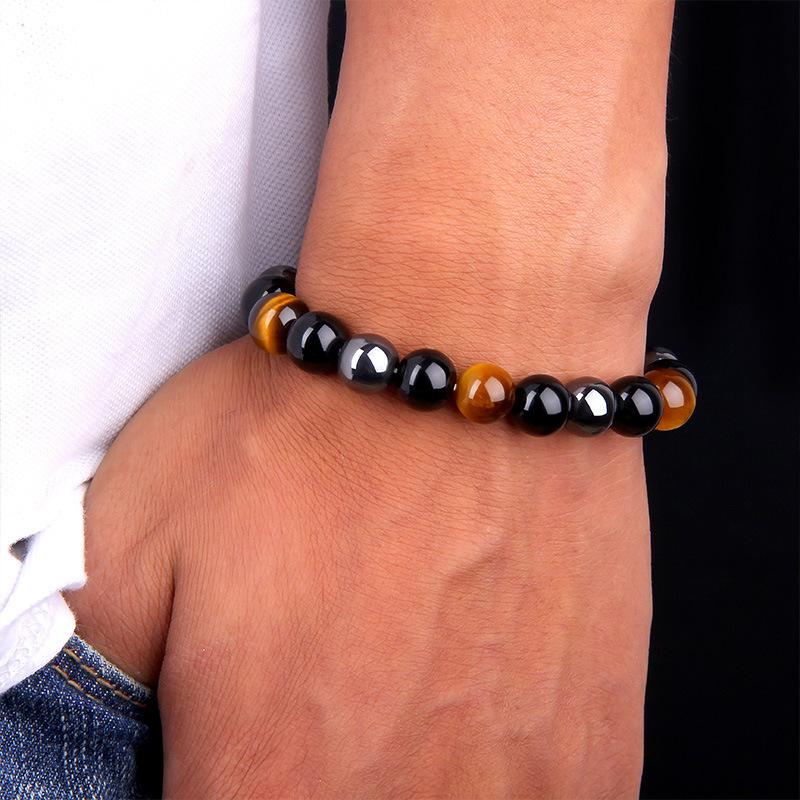 New Hematite Tiger Eye Pulsera Obsidian Bracelets Jewelry Soul Beads Natural Unisex