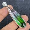 Natural Bi-Color Tourmaline 925 Sterling Silver Jewelry Pendant 2.68" W8U93