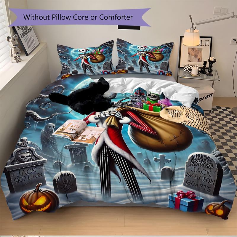 3Pcs Nightmare Before Christmas Bedding Set Quilt Cover Pillowcase Home Christmas Xmas Halloween Gift 1 Duvet Cover 2 Pillowcase S921453