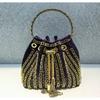 2026 Womens Crystal-Embellished Crossbody Bag Fringe Detail Small Square Shoulder No Top Handle