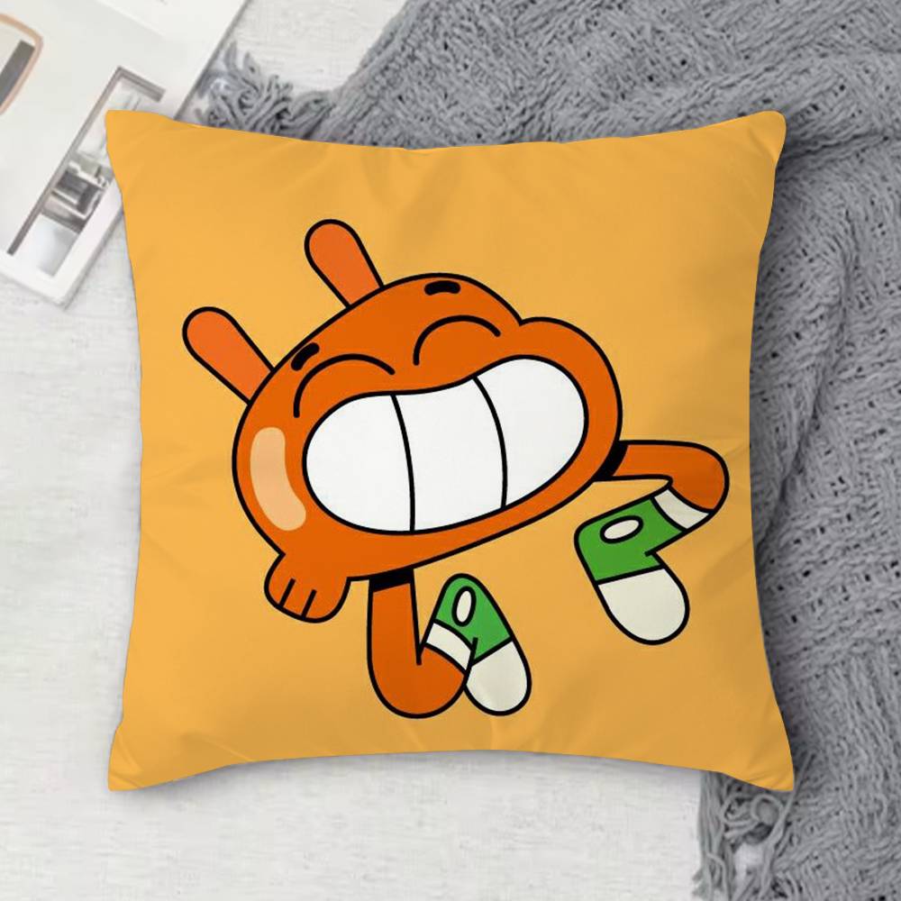 TThe Amazing World of Gumball Doublesided Printed Square Decorative Cushion Cover for Sofa Living Room Home Decor
