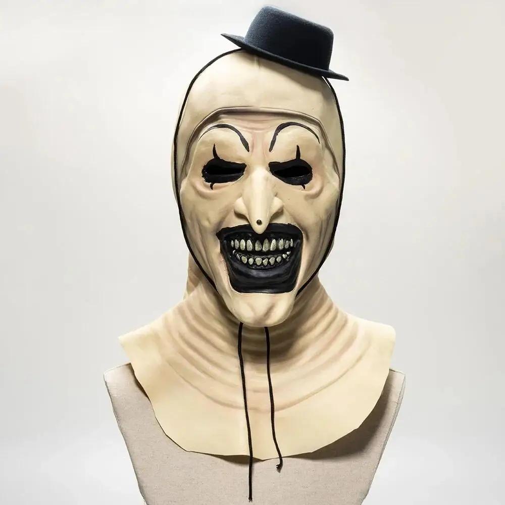 1 шт., маска клоуна Terrifier 3, косплей, страшный кровавый демон, злой джокер, шляпа, латексная маска, женская мужская ролевая игра на Хэллоуин, реквизит