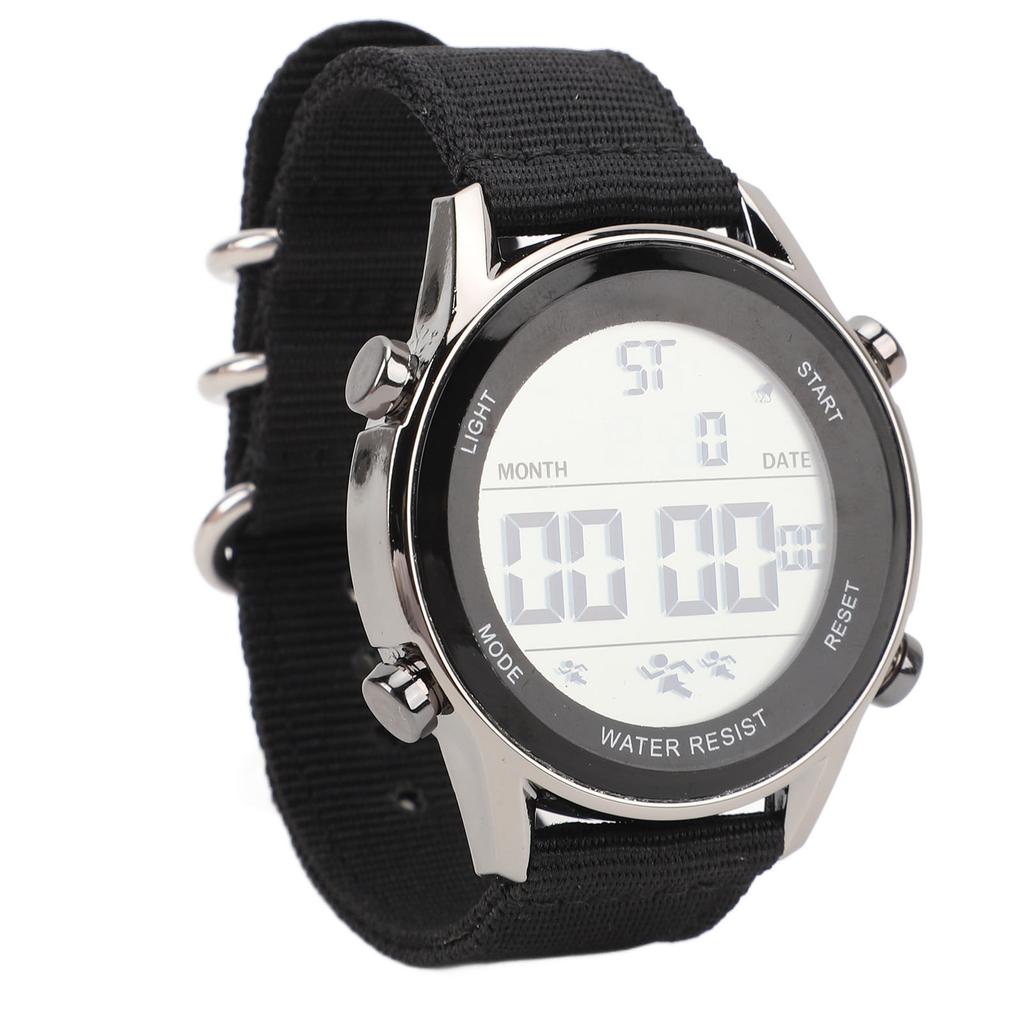 Men Digital Sports Watch Waterproof Alarm Countdown Dual Time Zone Nylon Strap Digital Watch with
