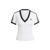 Originals 3-Stripes V-Neck Slim Short Sleeve T-Shirt Women Tops White IR8114