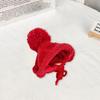 Hat with Soft Ball Knitted Thickened Warm Solid Color Fixing String Comfortable To