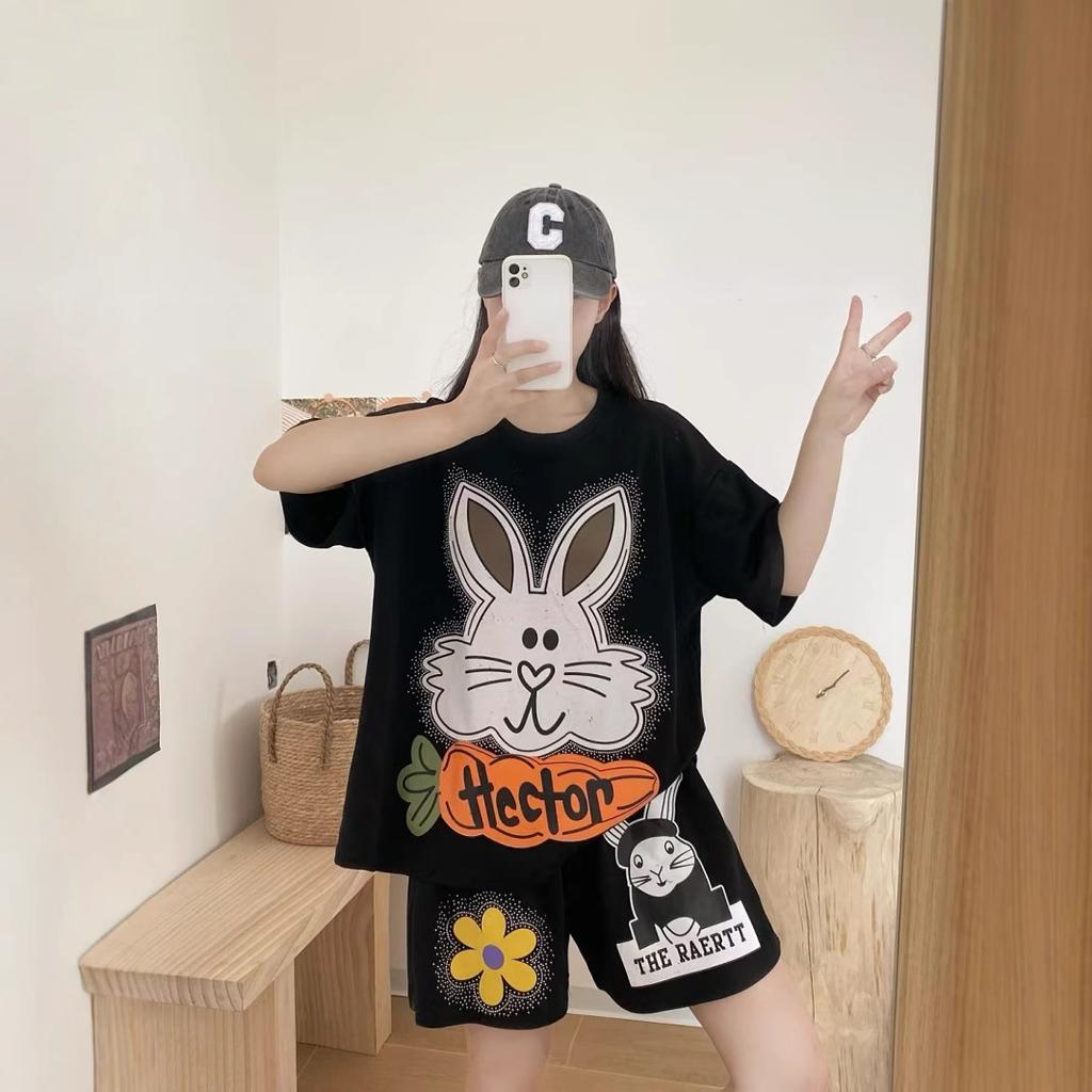 European Station Spring New Fashion Suit Casual Sports Printed T-Shirt Shorts Two-piece Set Women's Trend Brand