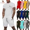 2024 Summer New Embroidery Men's Fashion Solid Color Casual Sports Short Sleeve Shorts Set