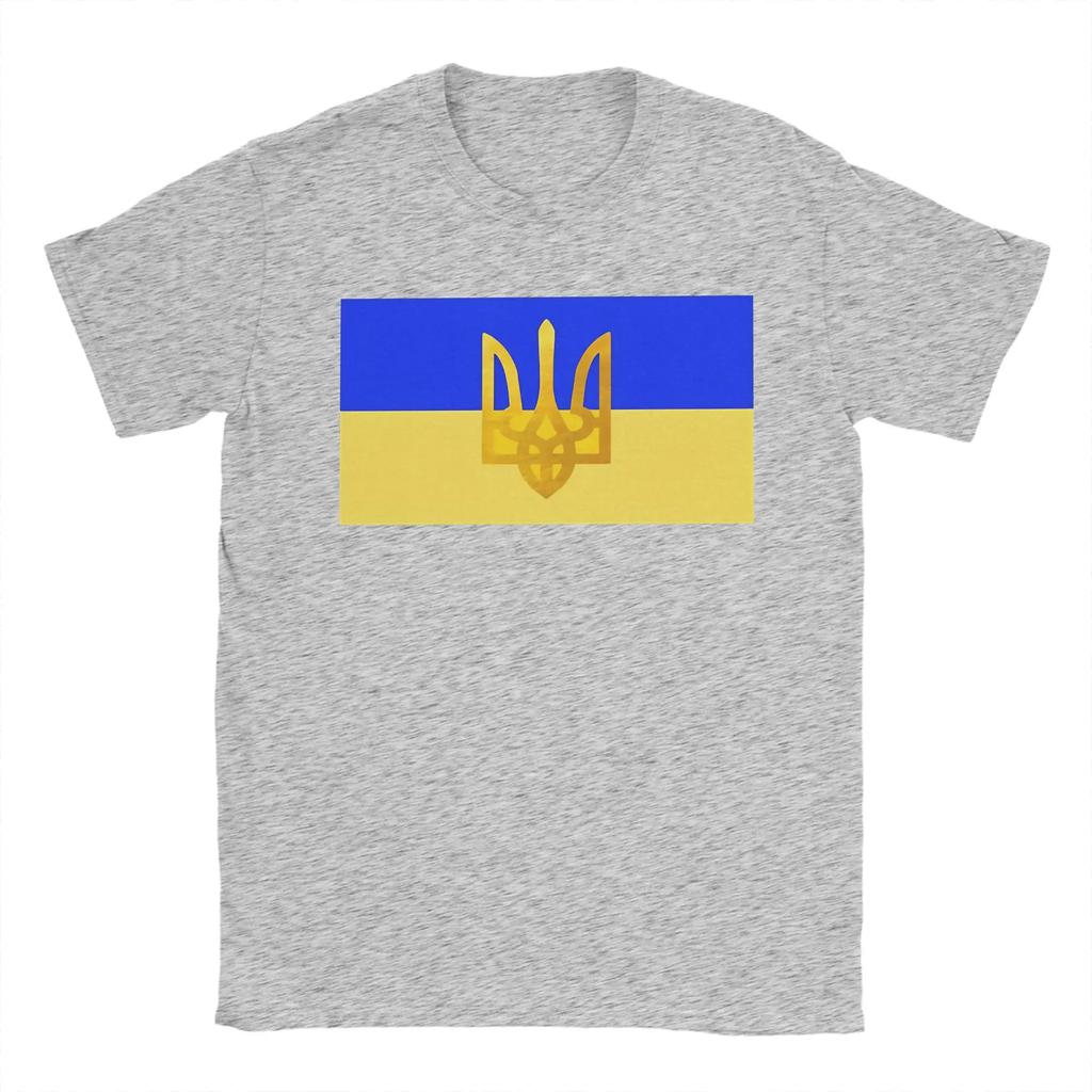 Футболка с флагом Украины для мужчин Потрясающая хлопковая футболка Круглый вырез Короткий рукав Футболки Подарок на день рождения Топы