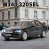 1:24 Mercedes-Benz W140 320SEL Classic Car Alloy Car Model Sound and Light Pull Back Children's Toy Collection Trendy Ornaments Boys Birthday Gift