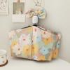 Tri-fold Sun Umbrella Small Daisy Windproof Solid Wood Handle Vinyl Parasol Printed Umbrella Sun Protection