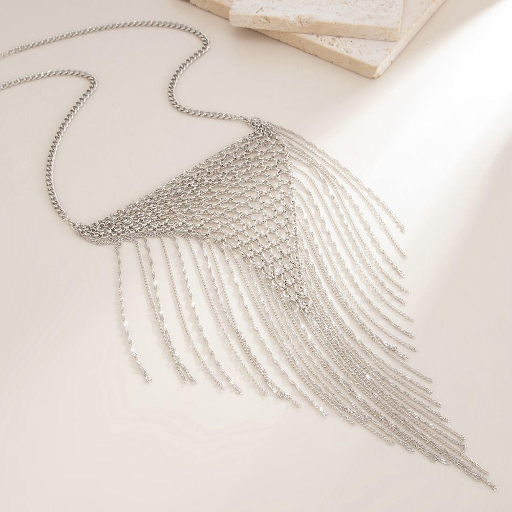 Charm Tassel Necklace Triangle Bohemian Collarbone Chain Fashion Multi Layer Necklace Women